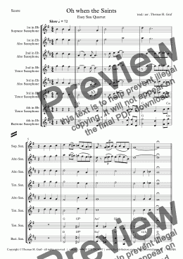 page one of Oh when the Saints - Easy Saxophone Quartet