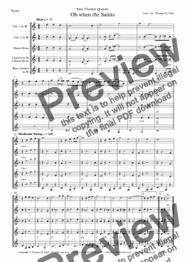 page one of Oh when the saints - Easy Clarinet Quartet