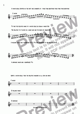 page one of JAZZ Warm up exercises for 12 Bar blues and 32 Bar Sequences