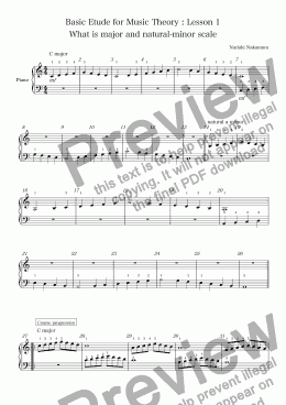 page one of Basic Etude for Music Theory : Lesson 1 　/　What is major and natural-minor scale