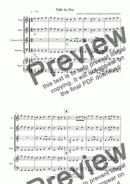 page one of Ode to Joy for Wind Quartet