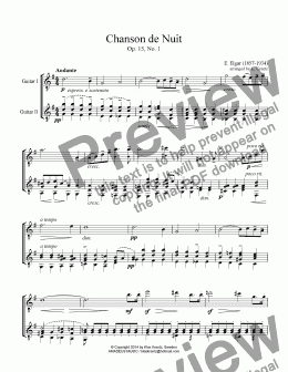 page one of Chanson de Nuit for guitar duet