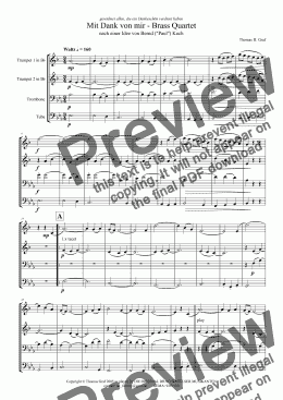 page one of Mit Dank von mir, Ballad - Brass Quartet