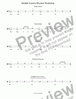 page one of Middle Eastern (Arab) Rhythm Workshop