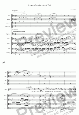 page one of Mozart"Io non chiedo, eterni Dei" for soprano