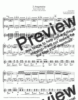 page one of Carmen Suite (2.Aragonaise) for Violin, Cello & Guitar