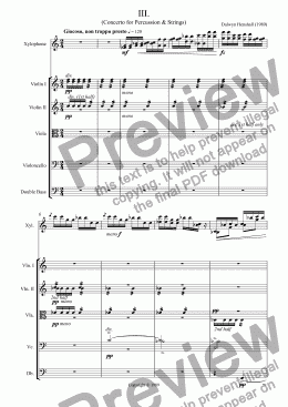 page one of Concerto for Percussion and Strings (III - Xylorimba & strings)