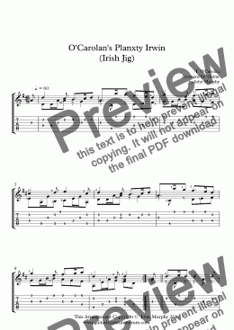 page one of O’Carolan’s Planxty Irwin (Irish Jig) Guitar Solo