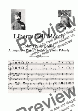 page one of Liberty Bell March (Monty Python Theme Tune), arranged for piano 6 hands