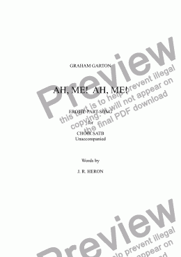 page one of PART-SONG - AH, ME!  AH, ME! Erotic Part-Song for SATB unaccompanied. Words by J.R.Heron