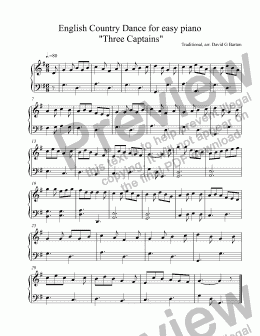 page one of "Three Captans" Dance Tune for solo piano