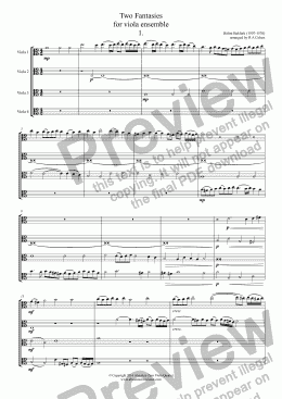 page one of Bakfark - TWO FANTASIES - for viola ensemble