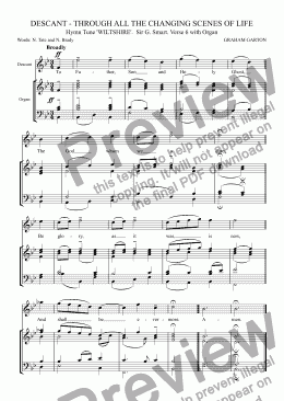 page one of DESCANT - for WILTSHIRE Sir G,Smart ’Through all the changing scenes of life’ Verse 6 ’To father, Son and Holy Ghost’