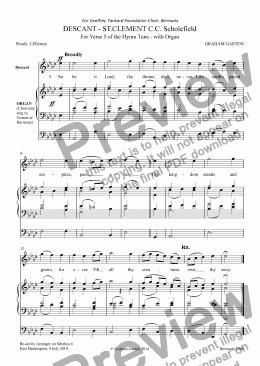 page one of DESCANT - for ST.CLEMENT C.C. Scholefield ’The day thou gavest, Lord, is ended’ Verse 5 ’So be it Lord, thy throne shall never’ Key G