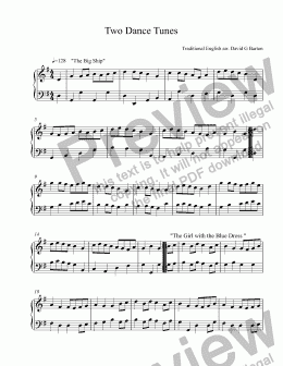 page one of Two English Dance Tunes Medley for solo piano