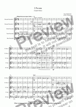 page one of Capriol Suite: 2.Pavane arr Recorder Quintet