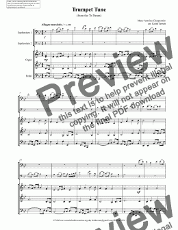 page one of Prelude from the Te Deum  (Eurovision Song Contest Theme) for 2 C Euphoniums/Trombones & Organ w pedals