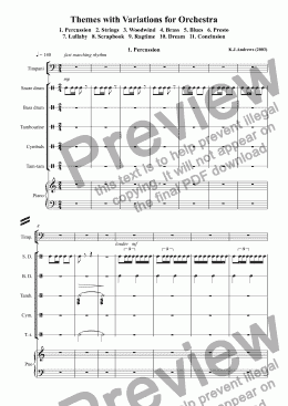 page one of Themes with Variations for Orchestra: 1. Percussion