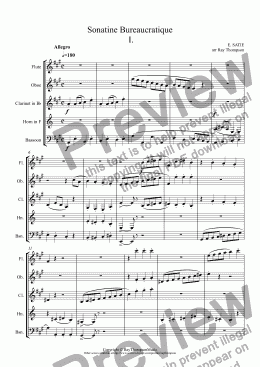 page one of SATIE: Sonatine Bureaucratique Mvt I. (arr.wind quintet)