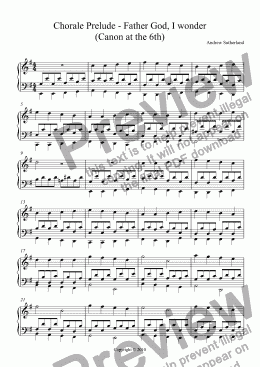 page one of Chorale Prelude - Father God, I wonder (Canon at the 6th)