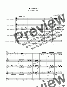 page one of A Serenade for Recorder Consort