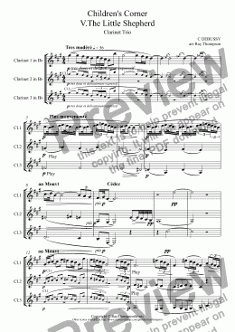 page one of Debussy: Children’s Corner: V.The Little Shepherd (Clarinet Trio)