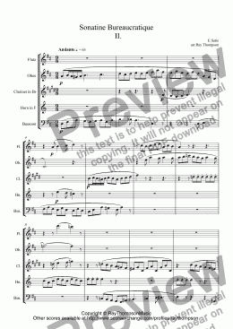 page one of SATIE:Sonatine Bureaucratique   II. (Arr. wind quintet)