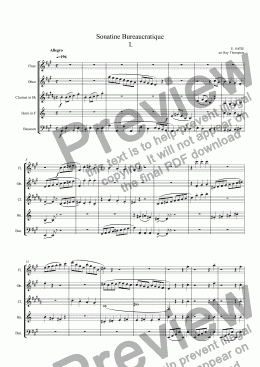 page one of SATIE:Sonatine Bureaucratique (complete) arr. wind quintet