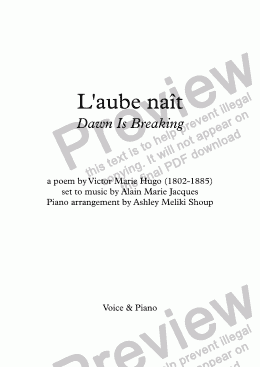 page one of L’aube naît (A. Jacques / Victor Hugo) - bilingual