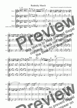 page one of Radetzky March for Flute Quartet