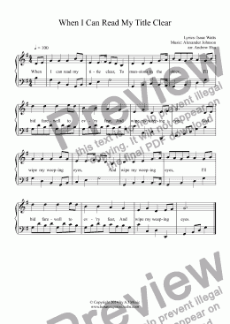 page one of When I Can Read My Title Clear - Easy Piano 12B