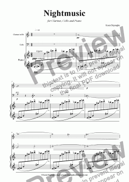 page one of "Nightmusic for Clarinet,Cello and Piano"