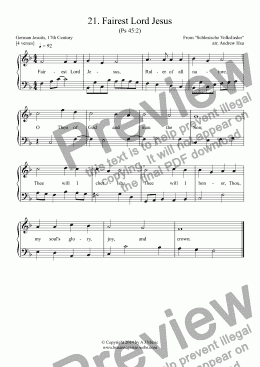 page one of Fairest Lord Jesus - Easy Piano 21