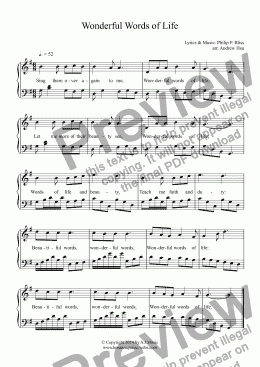 page one of Wonderful Words of Life - Easy Piano 24B