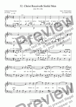 page one of Christ Receiveth Sinful Men - Easy Piano 32