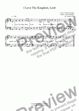 page one of I Love Thy Kingdom, Lord - Easy Piano 4B