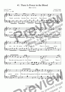 page one of There Is Power in the Blood - Easy Piano 41