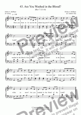 page one of Are You Washed in the Blood? - Easy Piano 43