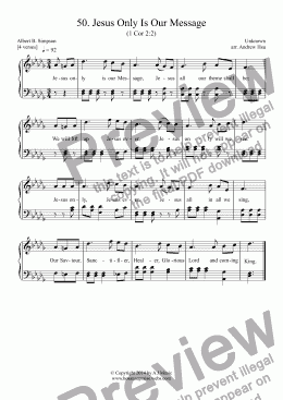 page one of Jesus Only Is Our Message - Easy Piano 50