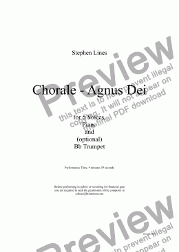page one of 5 Voices, Piano & Optional Bb Trumpet: Chorale - Agnus Dei