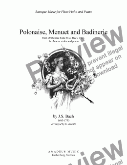 page one of Polonaise, Menuet and Badinerie BWV 1067 for flute or violin and piano