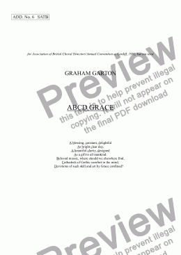 page one of GRACE - Additional GRACE No.6 to 246 GARTON GRACES: ’ABCD GRACE’ For the Association of Brritish Choral Directors. For the Annual Convention at Cardiff 1992. Not performed.