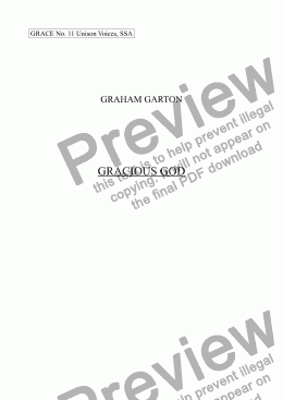 page one of GRACE - No.11 of 252 GARTON GRACES Mainly for  Female Voices but sometimes Mixed. 'GRACIOUS GOD' for Unison Voices with SSA