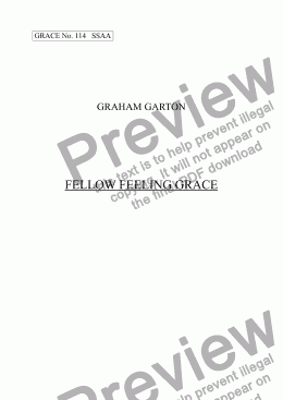 page one of GRACE - No.114 of 252 GARTON GRACES Mainly for  Female Voices but sometimes Mixed. 'FELLOW FEELING GRACE' for SSAA a cappella