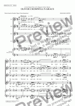 page one of GRACE - No.122 of 252 GARTON GRACES Mainly for  Female Voices but sometimes Mixed. 'OLIVER CROMWELL’S GRACE' for SSAA a cappella