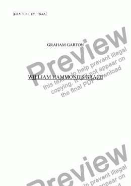 page one of GRACE - No.126 of 252 GARTON GRACES Mainly for  Female Voices but sometimes Mixed. ’WILLIAM HAMMOND’S GRACE’ for SSAA a cappella