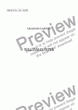 page one of GRACE - No.134 of 252 GARTON GRACES Mainly for  Female Voices but sometimes Mixed. 'WILLIAM COWPER' for SATB a cappella