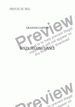 page one of GRACE - No.144 of 252 GARTON GRACES Mainly for  Female Voices but sometimes Mixed. 'SIXTY SECOND GRACE' for SSAA a cappella