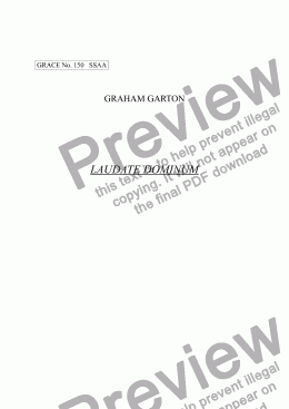 page one of GRACE - No.150 of 252 GARTON GRACES Mainly for  Female Voices but sometimes Mixed. 'LAUDATE DOMINUM' for SSAA a cappella