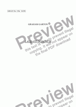 page one of GRACE - No.150a of 252 GARTON GRACES Mainly for  Female Voices but sometimes Mixed. ’LAUDATE DOMINUM’ Version for SATB a cappella